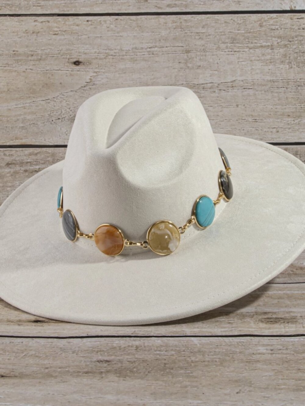 Super Stylish Stone Chain Band Fedora Hat